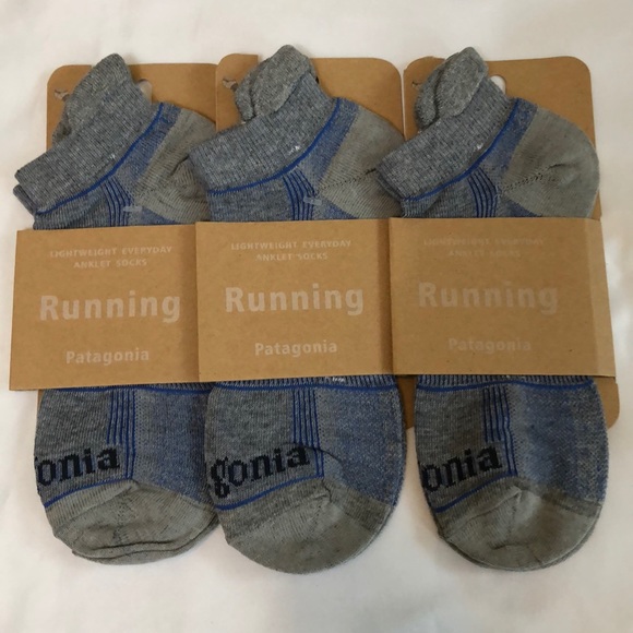 New Patagonia Running Organic Cotton Socks Mens Lightweight Everyday Anklet Gray